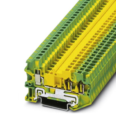 Phoenix Contact Multi-ConductorTerminal Block; STU 2.5-TWIN-PE; #28 - #12; Spring-Cage/Screw Connection; Green-Yellow
